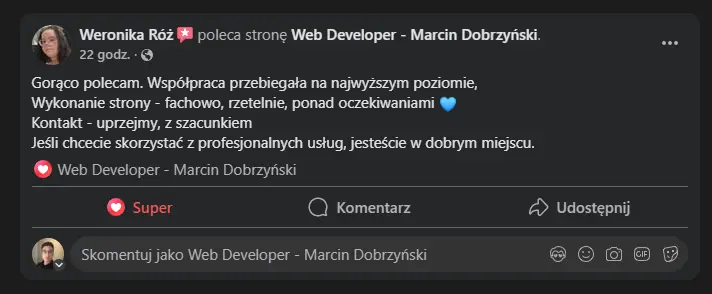 Klientka Weronika Róż, autorka bloga Dotyk Słowa